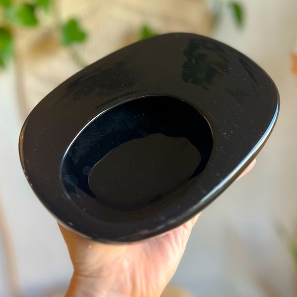 Vintage Black Ceramic Modernist Bowl Mid Century Minimalist MCM Planter Bonsai - Picture 1 of 9